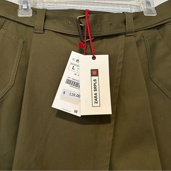 New $119 Zara Surplus Military Khaki Skirt SRPLS CTTN SKRT 07 Large 9382/053 - Picture 8 of 8